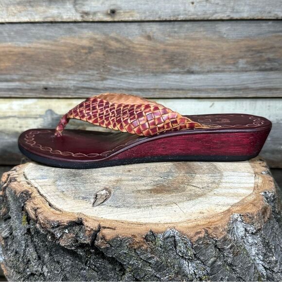 NWOB Brown Leather Handmade Flip Flops sz 9 - Picture 10 of 10